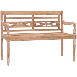 vidaXL Banc Batavia 120 cm Huilé en blanc Bois de teck solide pas cher