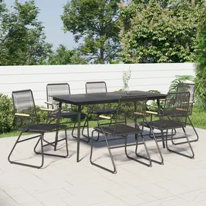 vidaXL Ensemble à manger de jardin 7 pcs Noir Rotin PVC pas cher