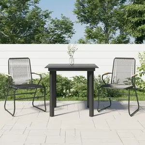 vidaXL Ensemble à manger de jardin 3 pcs noir rotin PVC pas cher