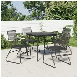 vidaXL Ensemble à manger de jardin 5 pcs Noir Rotin PVC pas cher