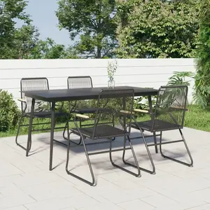 vidaXL Ensemble à manger de jardin 5 pcs Noir Rotin PVC pas cher