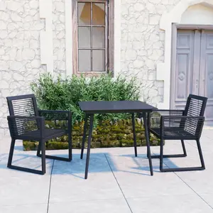 vidaXL Ensemble à dîner d'extérieur 3 pcs Rotin PVC Noir pas cher