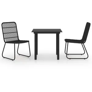 vidaXL Vidaxl Ensemble À Manger D'extérieur 3 Pcs Résine Tressée Et Verre pas cher