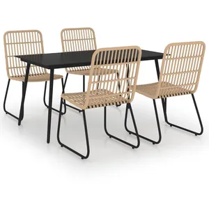 vidaXL Ensemble à dîner d'extérieur 5 pcs Résine tressée et verre pas cher