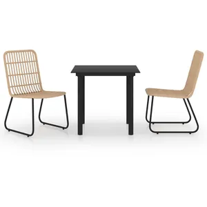vidaXL Ensemble à manger d'extérieur 3 pcs - Résine tressée et verre pas cher