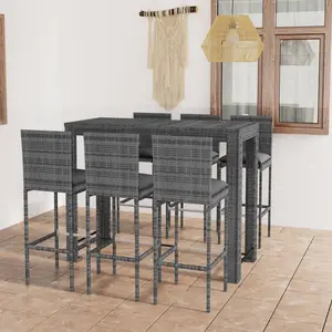 VIDAXL 7-delige Tuinbarset met antracietkleurige kussens poly rattan3064801 pas cher