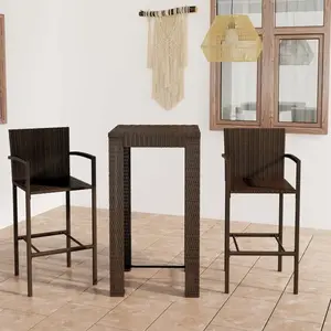 Vidaxl - Ensemble de bar d'extérieur 3 pcs accoudoirs résine tressée pas cher