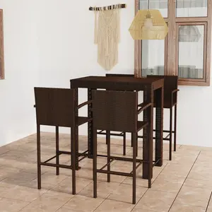 Vidaxl - Jeu de bar de jardin 5pcs avec accoudoirs Résine tressée Marron pas cher