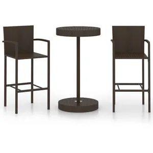 vidaXL Ensemble de bar de jardin 3 pcs Résine tressée Marron pas cher