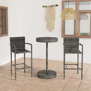 Comparateur de prix : vidaXL Ensemble de bar de jardin 3 pcs Résine tressée Gris