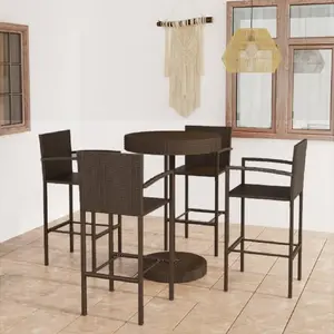 vidaXL Ensemble de bar de jardin 5 pcs Résine tressée Marron pas cher