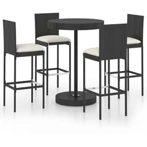 Comparateur de prix : vidaXL Ensemble de bar de jardin 5 pcs et coussins Résine tressée Noir