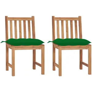 vidaXL Chaises de jardin 2 pcs avec coussins Bois de teck massif pas cher