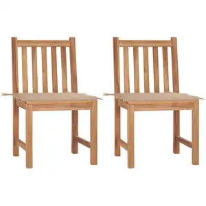 vidaXL Chaises de jardin 2 pcs avec coussins Bois de teck massif pas cher