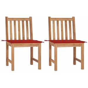 vidaXL Chaises de jardin 2 pcs avec coussins Bois de teck massif pas cher