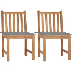 vidaXL Chaises de jardin 2 pcs avec coussins Bois de teck massif pas cher