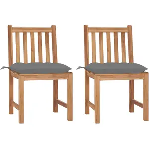 vidaXL Chaises de jardin 2 pcs avec coussins Bois de teck massif pas cher