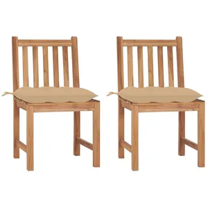 vidaXL Chaises de jardin 2 pcs avec coussins Bois de teck massif pas cher