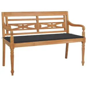 vidaXL Banc Batavia avec coussin anthracite 120 cm Bois de teck massif pas cher