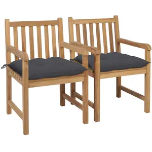 Comparateur de prix : vidaXL Chaises de jardin 2 pcs avec coussins anthracite Bois de teck