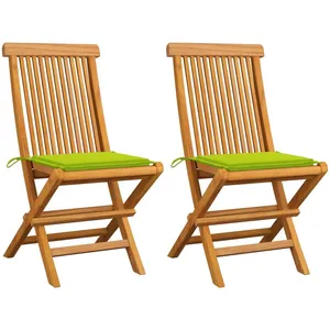 Vidaxl chaises de jardin avec coussins vert vif lot de 2 bois de teck pas cher