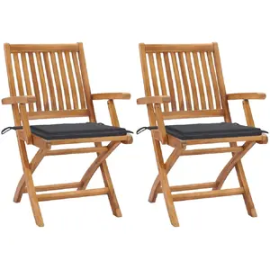 vidaXL Chaises de jardin avec coussins lot de 2 - Bois de teck pas cher