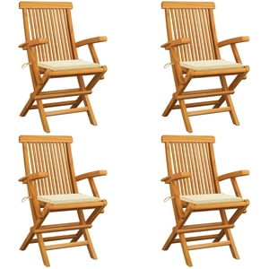 vidaXL Chaises de jardin avec coussins - Teck massif pas cher