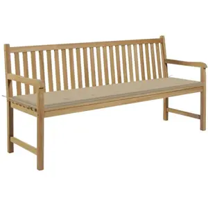 vidaXL Banc de jardin avec coussin beige 175 cm Bois de teck massifVendu parvidaxl