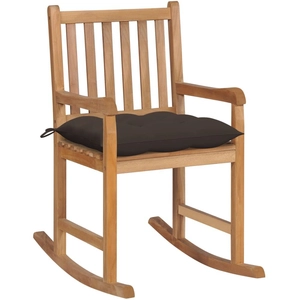 vidaXL Chaise à bascule avec coussin taupe Bois de teck solide pas cher