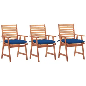 vidaXL Chaises à dîner d'extérieur 3 pcs avec coussins Acacia massif pas cher