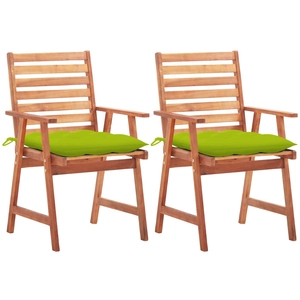 vidaXL Chaises à dîner d'extérieur 3 pcs avec coussins Acacia massif pas cher