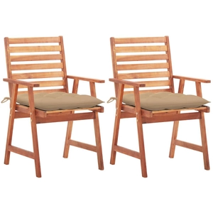 vidaXL Chaises à dîner d'extérieur 2 pcs avec coussins Acacia massif pas cher