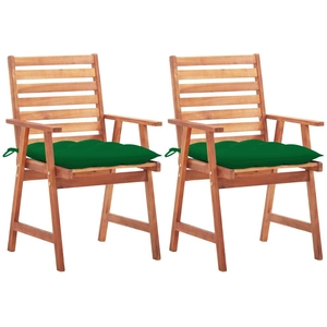 vidaXL Chaises à dîner d'extérieur 2 pcs avec coussins Acacia massif pas cher