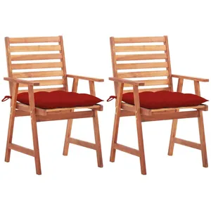 vidaXL Chaises à dîner d'extérieur 2 pcs avec coussins Acacia massif pas cher