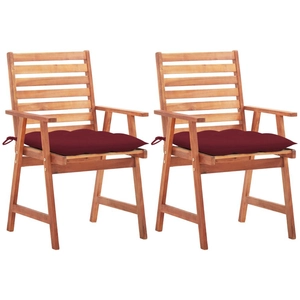vidaXL Chaises à dîner d'extérieur 2 pcs avec coussins Acacia massif pas cher