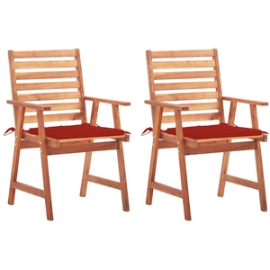 vidaXL Chaises à dîner d'extérieur 3 pcs avec coussins Acacia massif pas cher