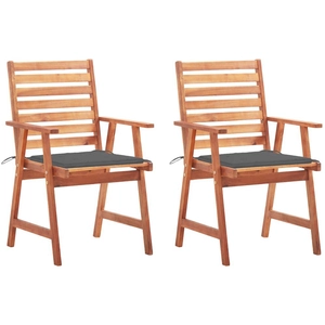 vidaXL Chaises à dîner d'extérieur 2 pcs avec coussins Acacia massif pas cher