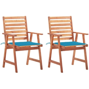 vidaXL Chaises à dîner d'extérieur 2 pcs avec coussins Acacia massif pas cher