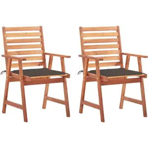vidaXL Chaises à dîner d'extérieur 2 pcs avec coussins Acacia massif pas cher