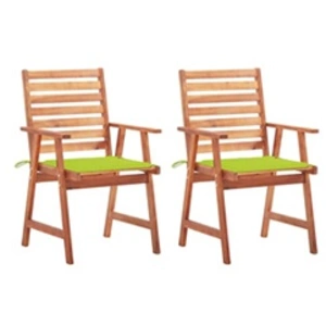 vidaXL Chaises à dîner d'extérieur 2 pcs avec coussins Acacia massif pas cher