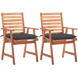 vidaXL Chaises à dîner d'extérieur 2 pcs avec coussins Acacia massif pas cher