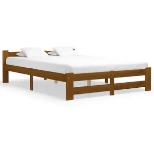 vidaXL Cadre de lit Marron miel Bois de pin massif 140x200 cm pas cher