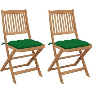 vidaXL Chaises pliables de jardin 2 pcs avec coussins Bois d'acacia pas cher