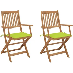vidaXL Chaises pliables de jardin 2 pcs avec coussins Bois d'acacia pas cher