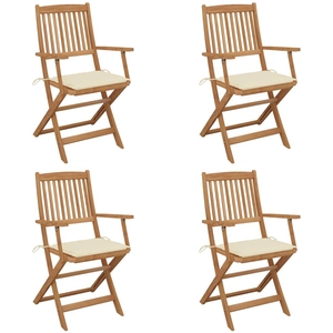 vidaXL Chaises pliables de jardin 4 pcs avec coussins Bois d'acacia pas cher