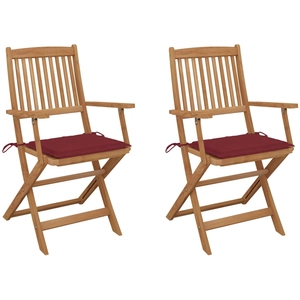 vidaXL Chaises pliables de jardin 4 pcs avec coussins Bois d'acacia pas cher
