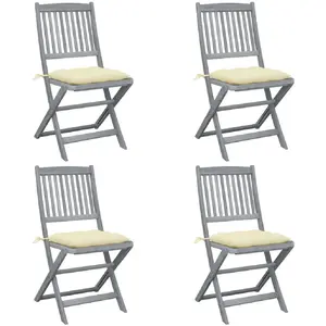 vidaXL Chaises pliables d'extérieur lot de 4 et coussins Bois d'acacia pas cher