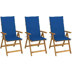 vidaXL Chaises pliables de jardin 3 pcs avec coussins Bois d'acacia pas cher
