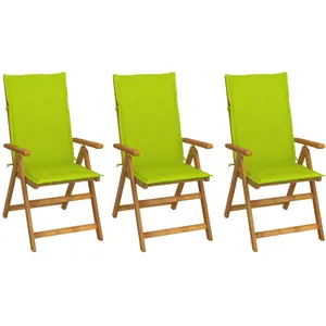 vidaXL Chaises pliables de jardin 3 pcs avec coussins Bois d'acacia pas cher