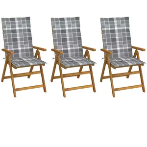 vidaXL Chaises pliables de jardin 3 pcs avec coussins Bois d'acacia pas cher